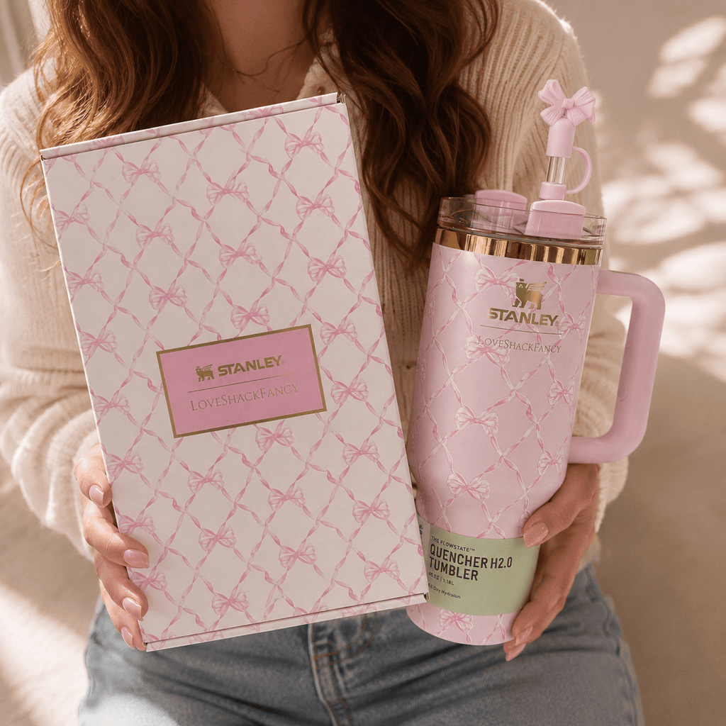 Stanley LoveShackFancy Pink Bow 40oz Insulated Tumbler Gift Set